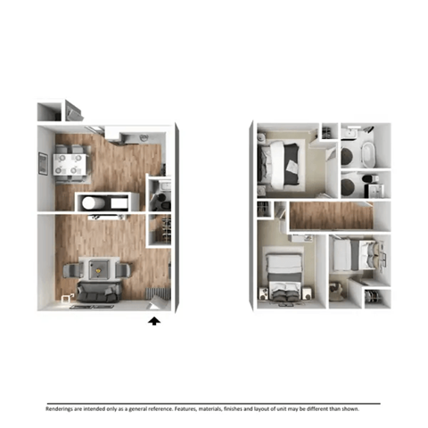 Floor plan for 3 beds, 1.5 baths, 1432 sqft